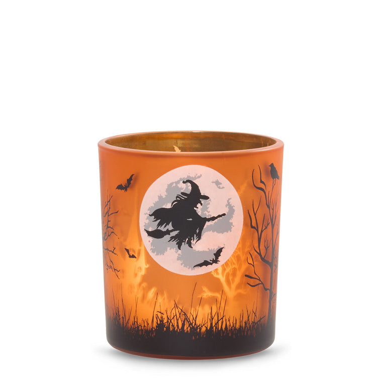 Orange Witch's Moon Tea Light Candle Holder T5
