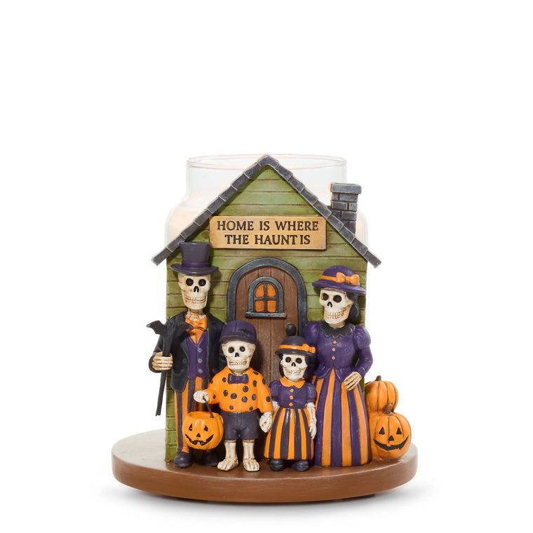 Bonebury Lane Haunted House Jar Candle Holder B7