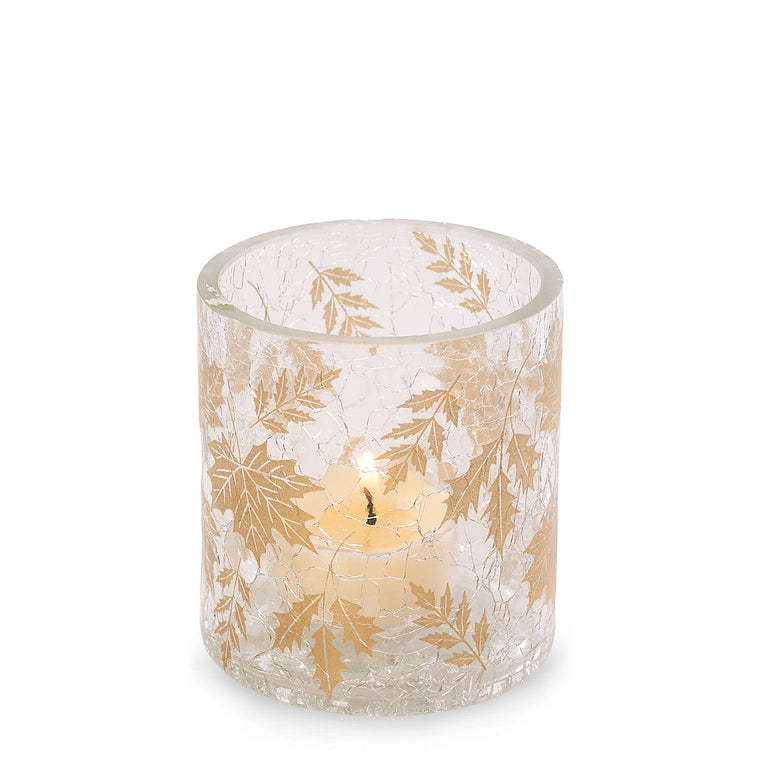 Crackle Leaves Tea Light Candle Holder N7