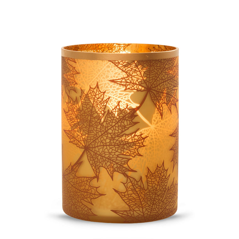 Crackle Leaves Jar Candle Holder N2